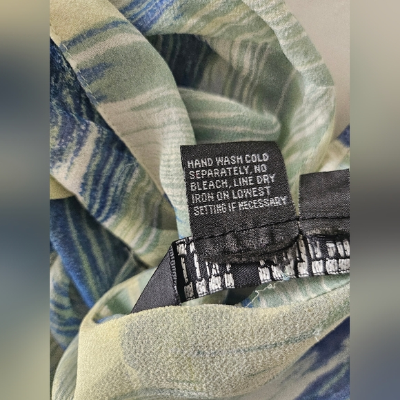 Dons Collection 100% Silk Shirt Size L Blue Long Sleeve - Picture 7 of 15